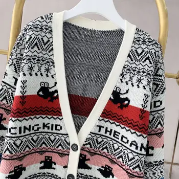 Vilnos megztinis megztinis moterų 2021 žiemos naujas laisvas nacionalinių stiliaus vidutinio ilgio megzti megztinis 3
