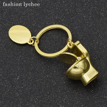 Mados ličiai Kūrybos Aukso Spalvos Tualetas Keychain paketų prižiūrėtojų raktinę Mini Miela Dovana Moterims Maišas Kabo Pakabukai Žiedas, Raktas Fob 3