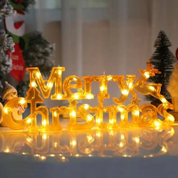 LED Kalėdinės Pasakos Šviesos Kalėdų Medis, Gėlių Vainikas Apdailos Styginių šviesos Šventė naujuosius Metus, Linksmų Kalėdų Logotipo Raidė Lempos 3