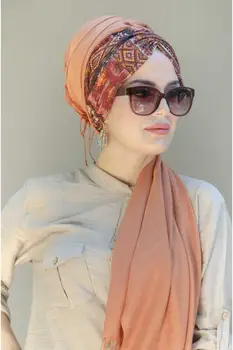 2021 Naujas Mados Hijab gatavi Orange Foulard Šalikas Ilgas Musulmonų Skara Paprastas Minkštas Turbaną Kaklaraištis Galvos Apsiaustas Moterų kvietimas 3