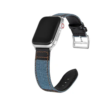 Apyrankės Dirželio apple watch band 42mm 40mm Džinsinio audinio odos Apyrankė reikmenys iwatch juosta 38mm 44mm serijos 4 3 2 1 3
