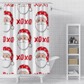 Kalėdos Santa Claus Vonios kambarys Dušo Užuolaidos 3D Kalėdų Modelis Dušo Užuolaidos Miltligė Įrodymas, Vandeniui Vonios Užuolaidos Kabliukai 4