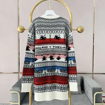 Vilnos megztinis megztinis moterų 2021 žiemos naujas laisvas nacionalinių stiliaus vidutinio ilgio megzti megztinis 4
