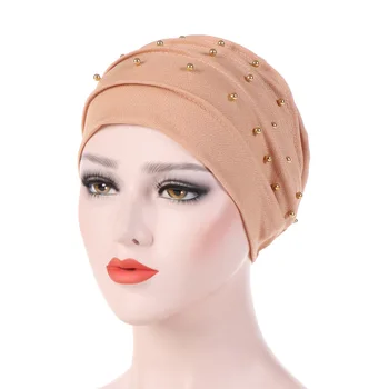 Naujas Stilius Ponios Kartus Skrybėlės Vientisos Spalvos Puošnios Musulmonų Headscarves Europos Ir Amerikos Stiliaus Headscarves Skrybėlės 4
