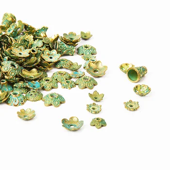 150pcs Antikvariniai žaliojo Aukso Pabaigos Granulių Dangteliai, Papuošalai Padaryti 4-15mm Moterys, Karoliai, Apyrankės 