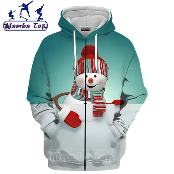 Mamba viršų 3D Spausdinimo Kalėdų Zipeer Hoodies Mielas Sniego Moterų Juokingi vyriški Zip Hoody Donald Trump Hip-Hop ' O Kaklo Vyrams Gobtuvu Kailis 5