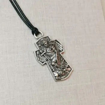 Vyrų Tendencijos Retro Stiliaus Šventasis Mykolai Arkangele Metalo Kryžius Pakabukas Karoliai Religinių Amuletas Papuošalai Dovana 5