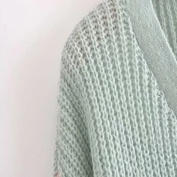 Chu Sau grožio Moterų Kolegija Stiliaus Susiuvimo Laisvi Megztiniai Megztinis Mados V-Kaklo Single-Breasted Saldus Ir Mielas Mergina Megztinis 5