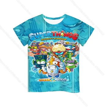 Vaikams Super Zings 7 T-shirt Vasarą Vaikai Superthings Galios Mašinos Tshirts Bamblys Animacinių filmų Anime Marškinėliai Berniukams, Mergaitėms 3D Tees 5