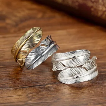 Originalus dizainerio Amatų Plunksnų atidarymo reguliuojamas žiedo žavesio unikalius Tailandiečių sidabro aukso skyriaus prabanga moterų prekės papuošalai 5