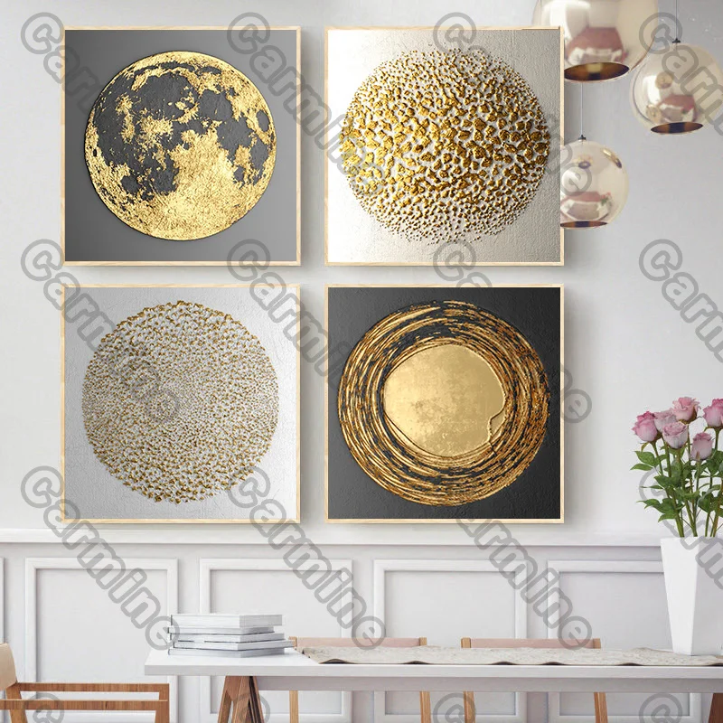 Plakatai Golden Circle Tekstūros Abstraktūs Paveikslai Tapyba ir grafika Sienos Meno Dekoracija Gyvenamasis Kambarys ir Miegamasis Frameless