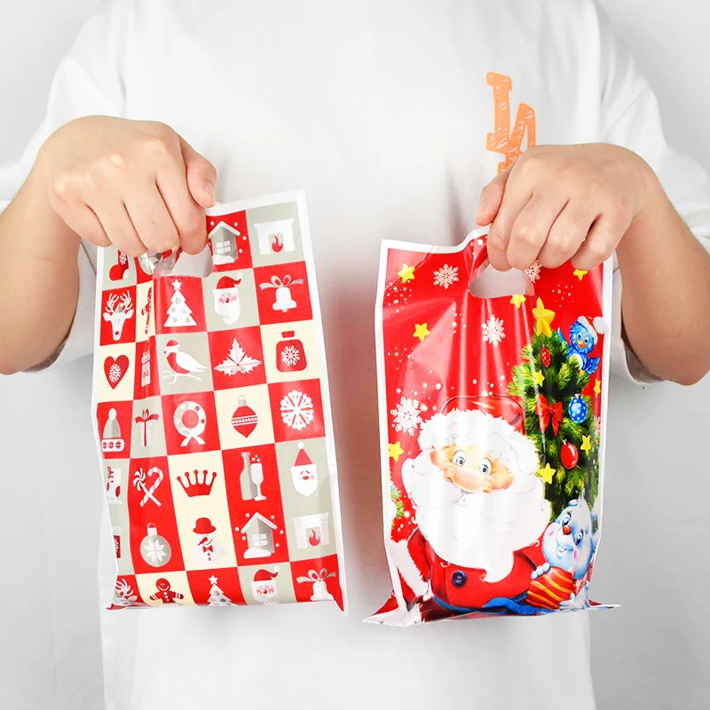 10vnt Linksmų Kalėdų Dovanų Maišeliai Kalėdų Senelis Kalėdų Eglutės Modelio Plastikiniai Saldainių Maišelį, naujieji Metai, Kalėdos Šalies Vaikams Dovanų Pakcing Dėklas 2