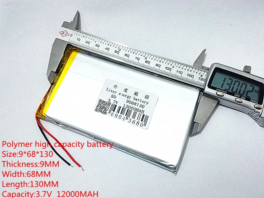 1pcs Polimero ličio baterija 3.7 V,12000MAH 9068130 galima pritaikyti didmenines CE, ROHS, FCC KAULŲ ir kokybės sertifikavimo 4
