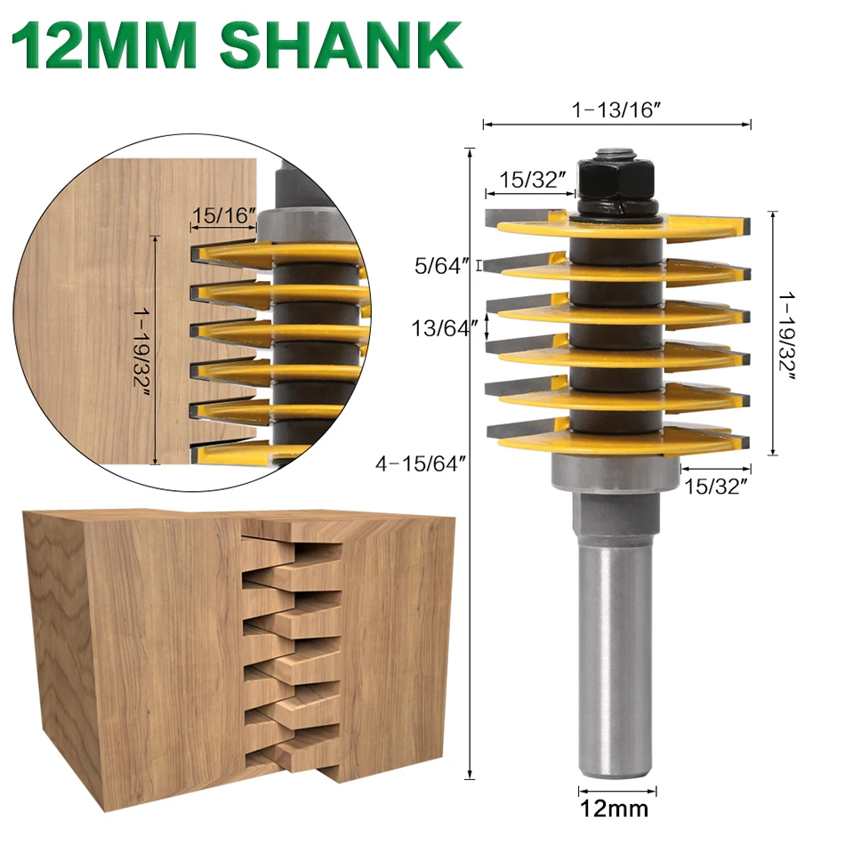 1pc 8mm Shank12mm karka Nauja 2 Dantis Reguliuojamas Piršto sąnarys Maršrutizatorius Tiek Tenon Cutter Pramoninės Klasės Medienos Priemonė 2