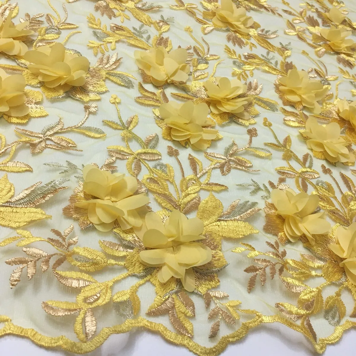 Mados afrikos nėrinių audinio 3d su gėlių siuvinėjimas KYX14 prancūzijos tiulio nėrinių audinio Vestuvinė suknelė Nigerijos Nėrinių Audinio 2021 3