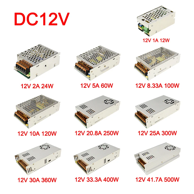 DC12V/24V Perjungimo LED Maitinimo šaltinis Apšvietimo Transformatoriai Šaltinio Adapteris SMPS LED Juostelės 2835 5050 CCTV 1