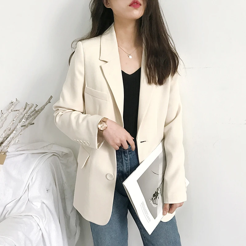 Elegantiška Baltos Spalvos Laisvalaikio Švarkas Švarkas Korėjos Moterys Rudenį Office Lady Juodas Švarkas Moteriška Darbo Kostiumas Kailis Ponios Slim Viršutiniai Drabužiai 2022 4