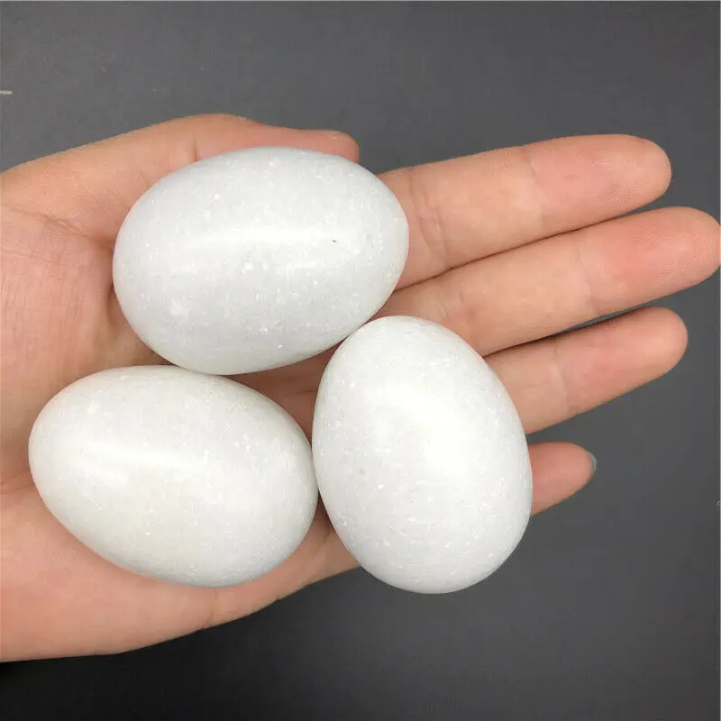 1pc Didelis Balto Marmuro Akmens Kiaušinio Formos Pavyzdys Akmuo Kristalas Gydymo Reiki Natūralių Akmenų ir Mineralų