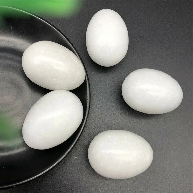 1pc Didelis Balto Marmuro Akmens Kiaušinio Formos Pavyzdys Akmuo Kristalas Gydymo Reiki Natūralių Akmenų ir Mineralų 3
