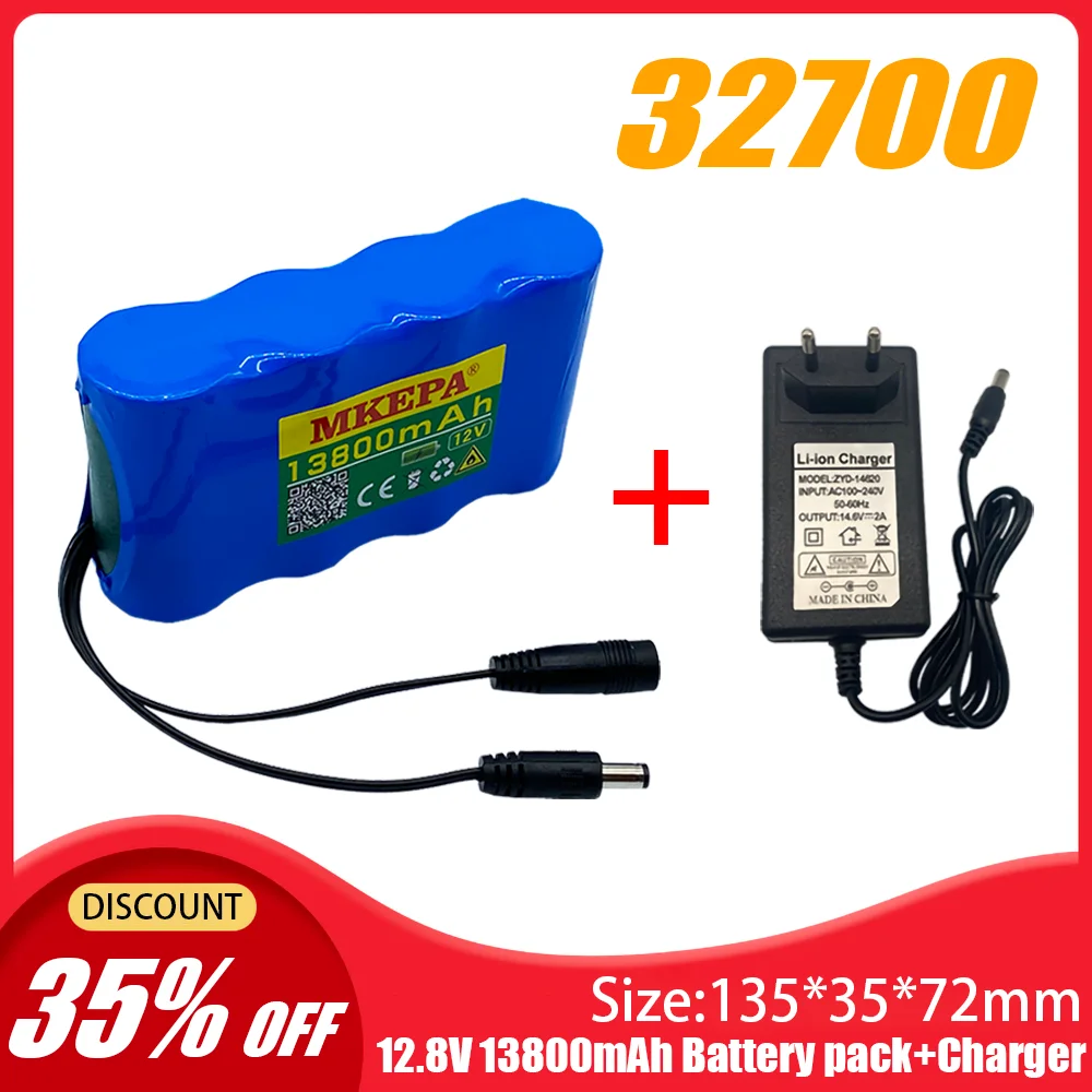 32700 LiFePO4 baterija 4S1P 12,8 V su 4S 40A subalansuotas BMS elektros valtis ir 12 V, nepertraukiamo maitinimo + kroviklis 3
