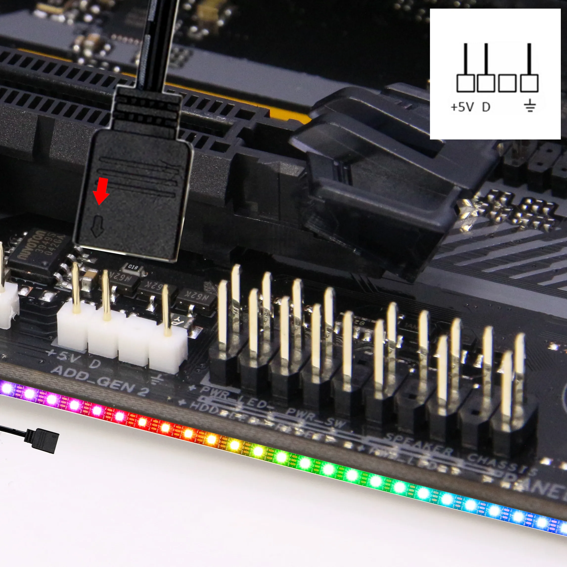 RGB šviesos 5V 3Pin WS2812b RGB LED Juostelės PC ASUS 