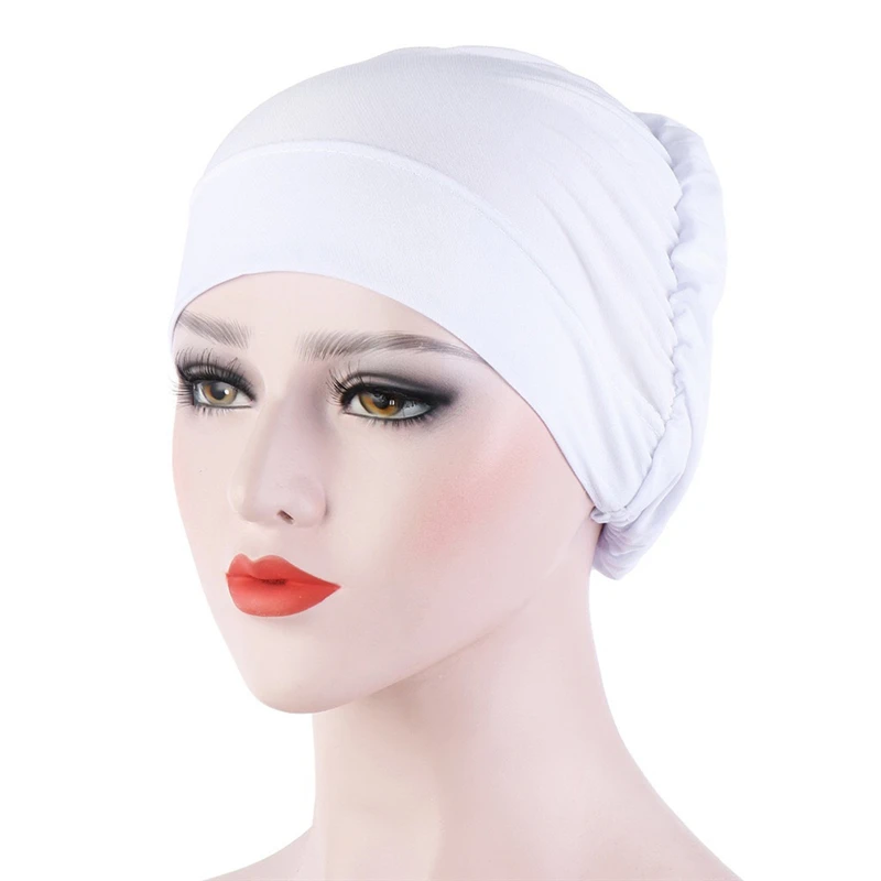 Moteris Musulmonų Paprasto Hijabs Skrybėlę Islamo Turbaną Vidinis Kepurės Beanie Kepurė Elastinga Medžiaga Galvos Kepurė Hat Ponios Plaukų Aksesuarai 4
