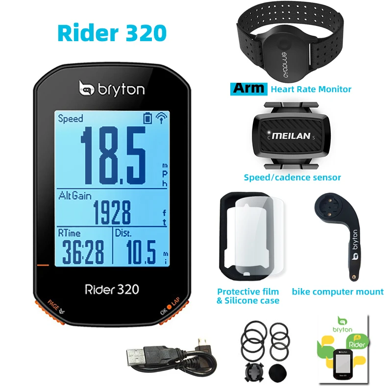 Bryton Rider 320 Rider320 GPS Dviračio Kompiuterio Dviračių Japonų, italų, prancūzų, vokiečių, portugalų, ispanų Dviračių Hodometro rodmens 1