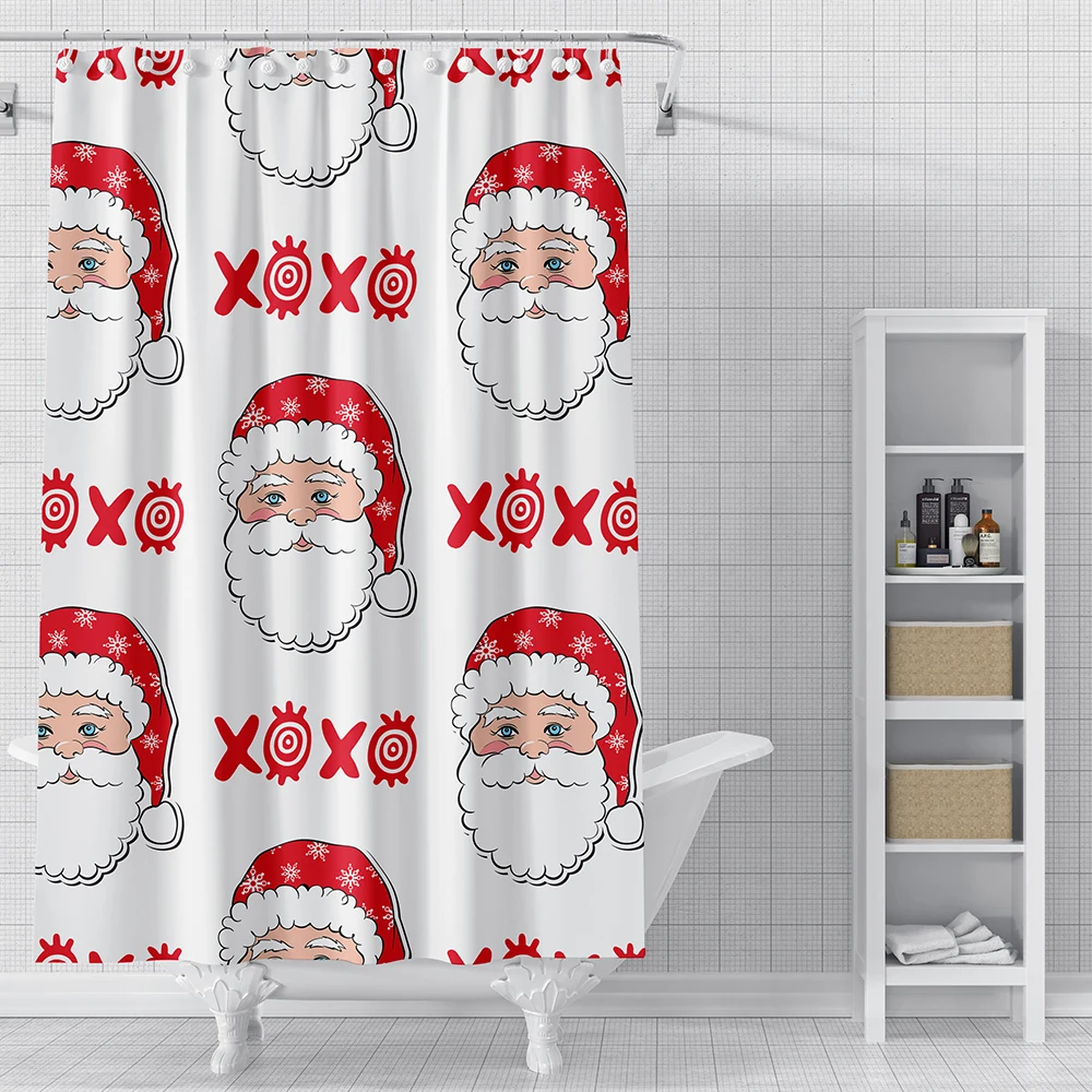 Kalėdos Santa Claus Vonios kambarys Dušo Užuolaidos 3D Kalėdų Modelis Dušo Užuolaidos Miltligė Įrodymas, Vandeniui Vonios Užuolaidos Kabliukai 4