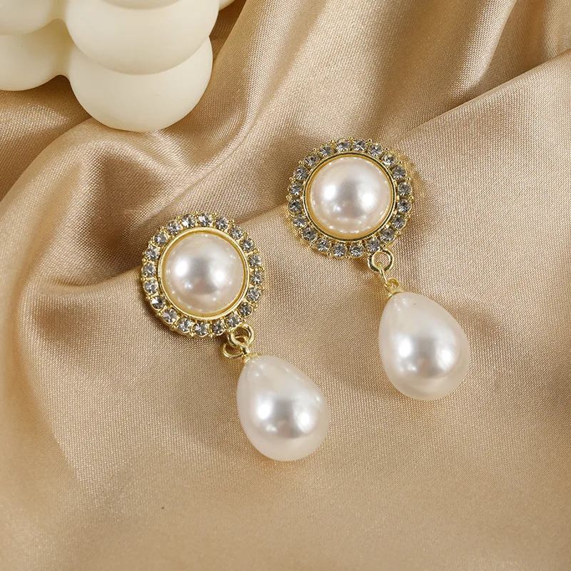 Korėjos elegantiškas meno retro pearl temperamentas paprasta kristalų naujas populiarus moteris auskarai