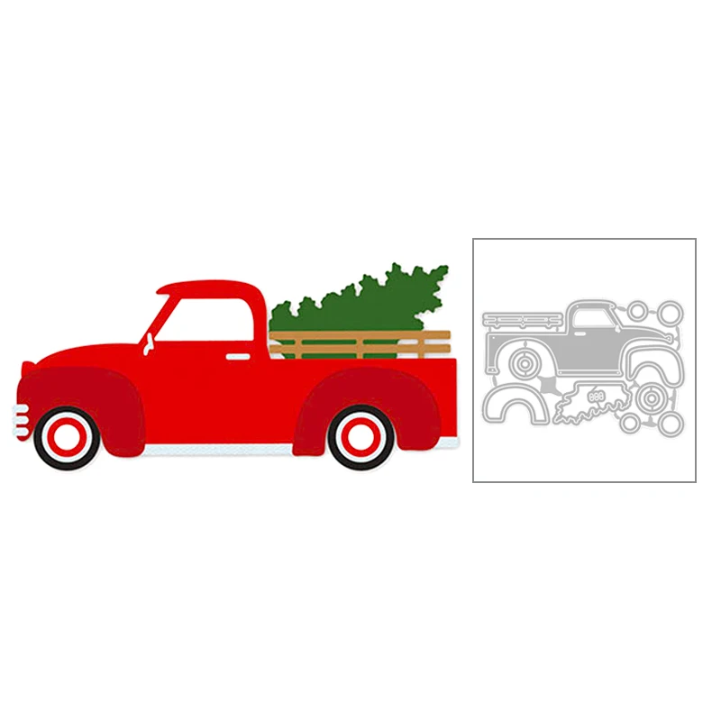 2020 Naują Kalėdų Transporto Sunkvežimių ir Augalų Medžio, Metalo Pjovimo Miršta Scrapbooking atvirukas Popierius jokių ženklų 1