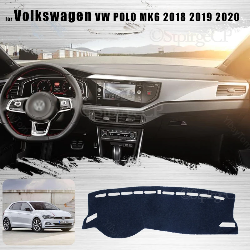 Brūkšnys Kilimėlis Dashmat Volkswagen VW POLO MK6 2018 2019 2020 neslystantis prietaisų Skydelio Kilimėlis Padengti Trinkelėmis skėtį nuo saulės Dashmat Kilimų Priedai 3