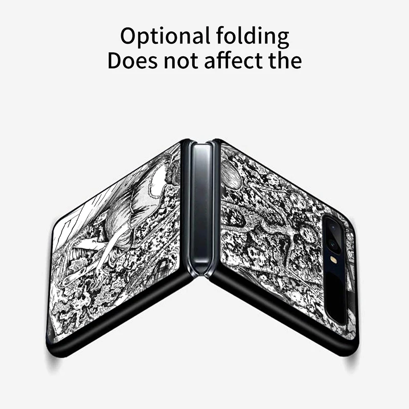 Atsparus smūgiams Padengti Junji Ito Tees Siaubo Naujų Mobiliojo ryšio Hard Cover For Samsung Galaxy Z Flip 3 5G Juoda Fundas Telefono dėklas 3