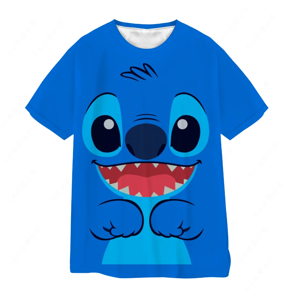 Kawaii Disney 2021 M. Vasarą Geriausia moteriški marškinėliai Stitch Animacinių filmų Retro Trumpas Rankovės 3D T-shirt Apvalus kaklas Plonas Top marškinėliai Laisvas 1