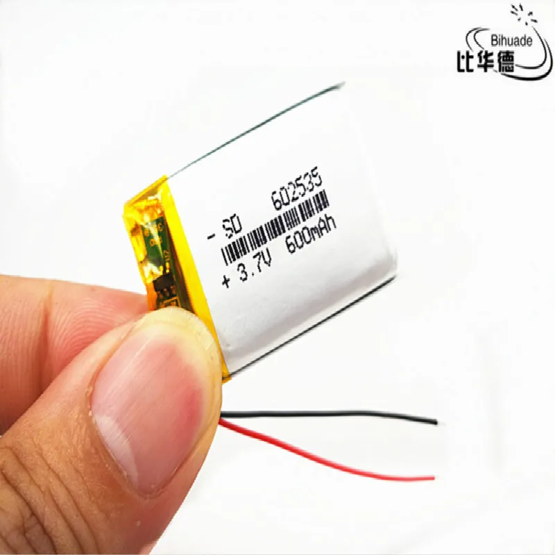 Polimerų ličio jonų baterija 3.7 V, 600mah 602535 062535 CE, ROHS, FCC KAULŲ ir kokybės sertifikavimo