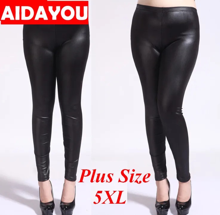 Moterų Plius Dydis Antblauzdžiai 5XL Super Elastingos didelio Dydžio PU Odos Legging Pantalons Mujer Femme ouc591
