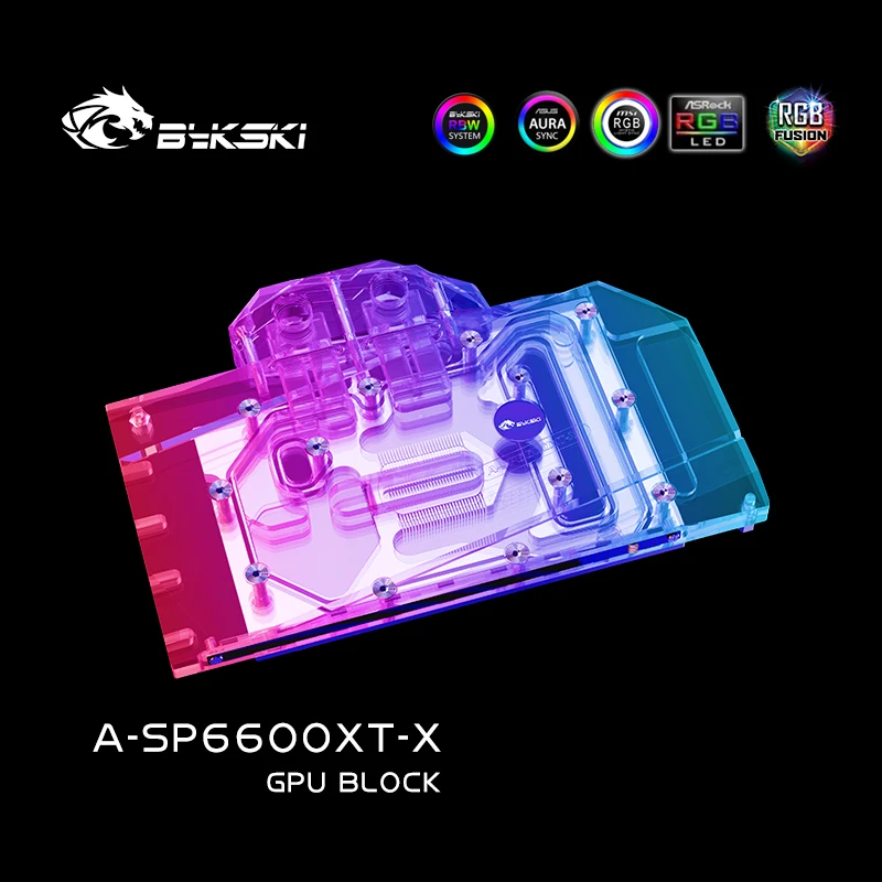 Bykski GPU Blokas Sapphire Radeon RX 6600XT , Pilnas draudimas GPU Vandens Aušinimo Radiatorius A-SP6600XT-X 5