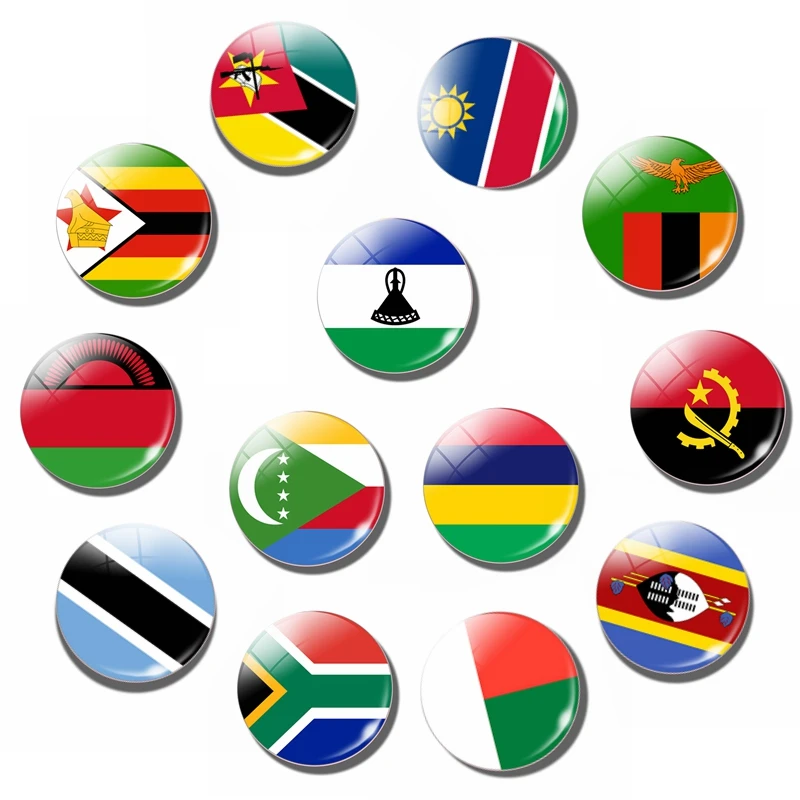 Šalies Suvenyrų Zambija Angola, Zimbabvės, Malavio Mozambikas Namibija, Botsvana, Pietų Afrikos, kurios Vėliava 30mm Šaldytuvas Magnetai, Magnetinio Lipduko