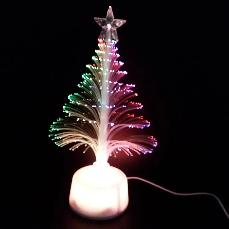 Mini LED Kalėdų Eglutė Naktį Šviesos Spalva Keičiasi Pluošto Optiniai Šviesos USB Jungtis Lempos Festivalis Dekoro Miegamųjų Namo 0