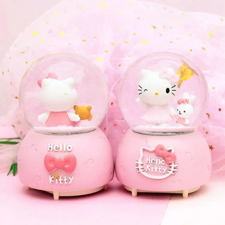 Hello Kitty Mielas Snaigės Muzikos Music Box Krištolo Rutulį Apdailos Mergaitę Vaiko Gimtadienio Dovana Vadovas Snaigės
