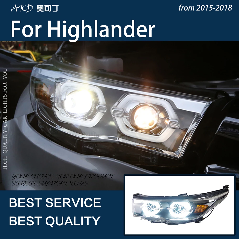 Automobilių Žibintai Highlander-2018 Kluger LED Žibintai DRL Priešrūkinis Žibintas Dinamiškas Posūkio Signalo artimąsias Aukštos Pluošto Angel Eye Objektyvas