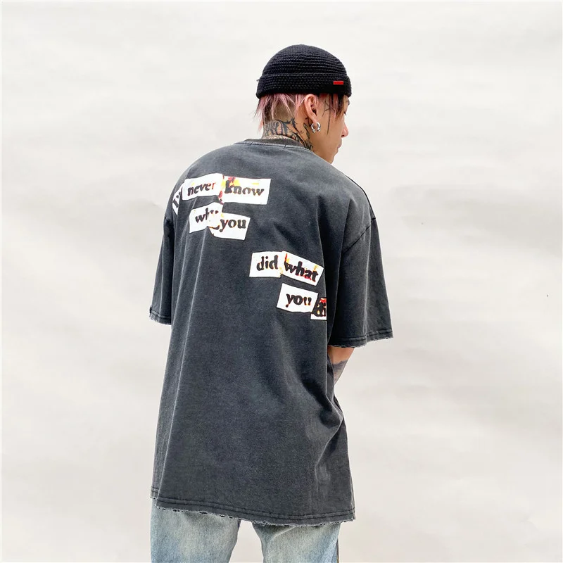 Vasaros Iškreiptas Portretas Spausdinimo T-shirt Vyrai Y2k Hip-Hop trumparankoviai Streetwear Negabaritinių Retro Vyrų Marškinėliai 5