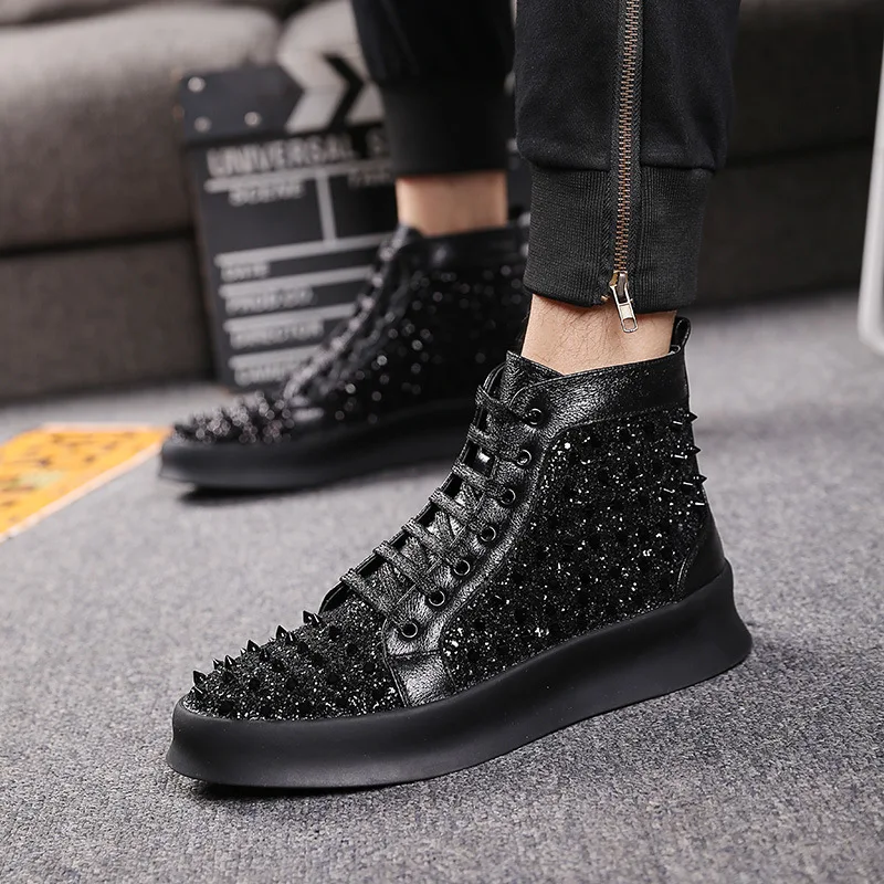 Prekės dizaineris mens prabangos punk naktinis klubas suknelė platformos batai originalus odiniai batai kulkšnies įkrovos kaubojus botas chaussures 0