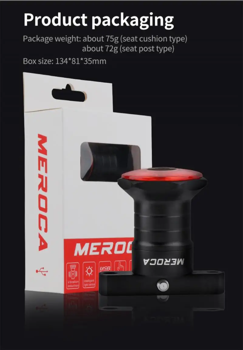 MEROCA WR15 Smart Dviračių Uodega Galinis Žibintas Auto Start Stop Stabdžiai IPX6 Vandeniui USB Mokestis Dviračių Uodega užpakalinis žibintas, Dviračio LED Šviesos 0