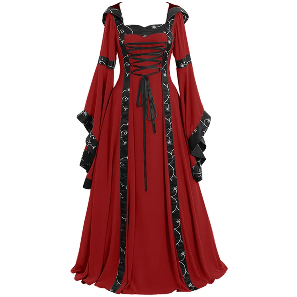 Moterų Derliaus Susiėmę Suknelės Celtic Viduramžių Grindų Ilgis Renesanso, Gotikos Cosplay Ponios Suknelė Elegantiškas Suknelė skraiste femme