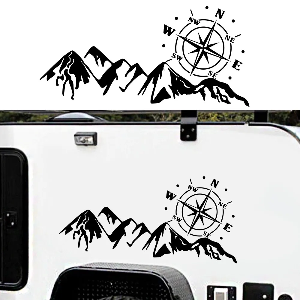 Kalnų nuotykius kompasas automobilių lipdukas rv stovyklautojas priekabos kalnai vinilo lipdukai grafinė modeliavimo puošmena durų priedai 3