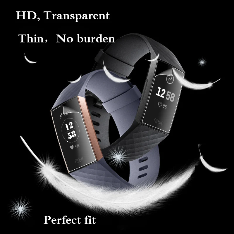 Smart watch Priedai 9H Anti-scratch Mados TPU full HD Padengti Screen Protector Filmas, Fitbit Mokestis 3 /4 HD Protector Filmas