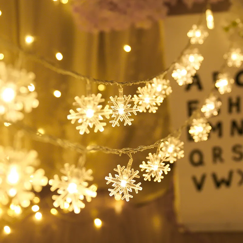 LED Girliandą Snaigės String Pasakų Žibintai Baterija Kabantys Papuošalai Kalėdų Eglutė Naujųjų Metų Namų Dekoro Navidad 2019 3