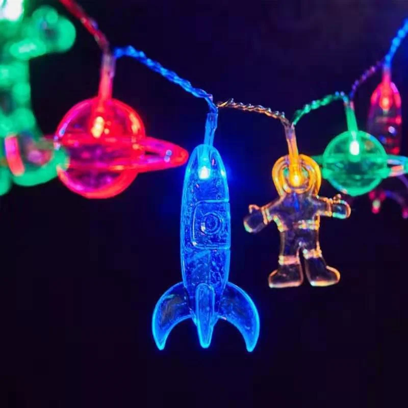 Naujos Baterijos Lauke LED String Žibintai Astronautas Raketų Planetos Kalėdų Pasakų Žibintai, Vaikų Kambarys Gimtadienio Šventės Puošmena