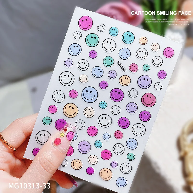 1 lapas Šypsena Nail Art 3D Lipdukai Nagų Lipdukai Nagams Smiley Veido, Manikiūro Japonų Dizaino 