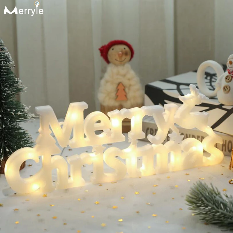 LED Kalėdinės Pasakos Šviesos Kalėdų Medis, Gėlių Vainikas Apdailos Styginių šviesos Šventė naujuosius Metus, Linksmų Kalėdų Logotipo Raidė Lempos 1
